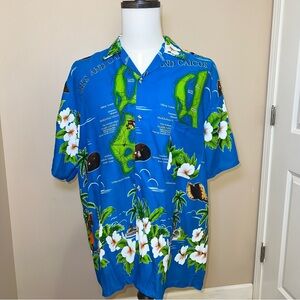 Island Dreams NWT Men's Blue Island Floral Button Short Sleeve Shirt Size XXL
